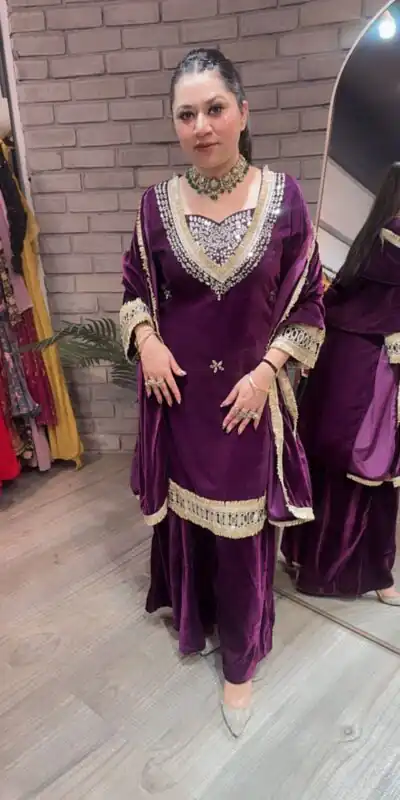 LG 2044 Purple in Velvet Mirror Work & Embroidery Work Salwar Suit . Best Price ₹2599. Delivery 4-6 Working Days. Shop now. | Jump Suits, Straight Suits, Tops & Bottoms, Track Suits, Trendy Wear, Casual Suits, Creative suits, Designer Suits, Palazzo Suits, Party Wear Suits, Patiala Suits, Salwar suit