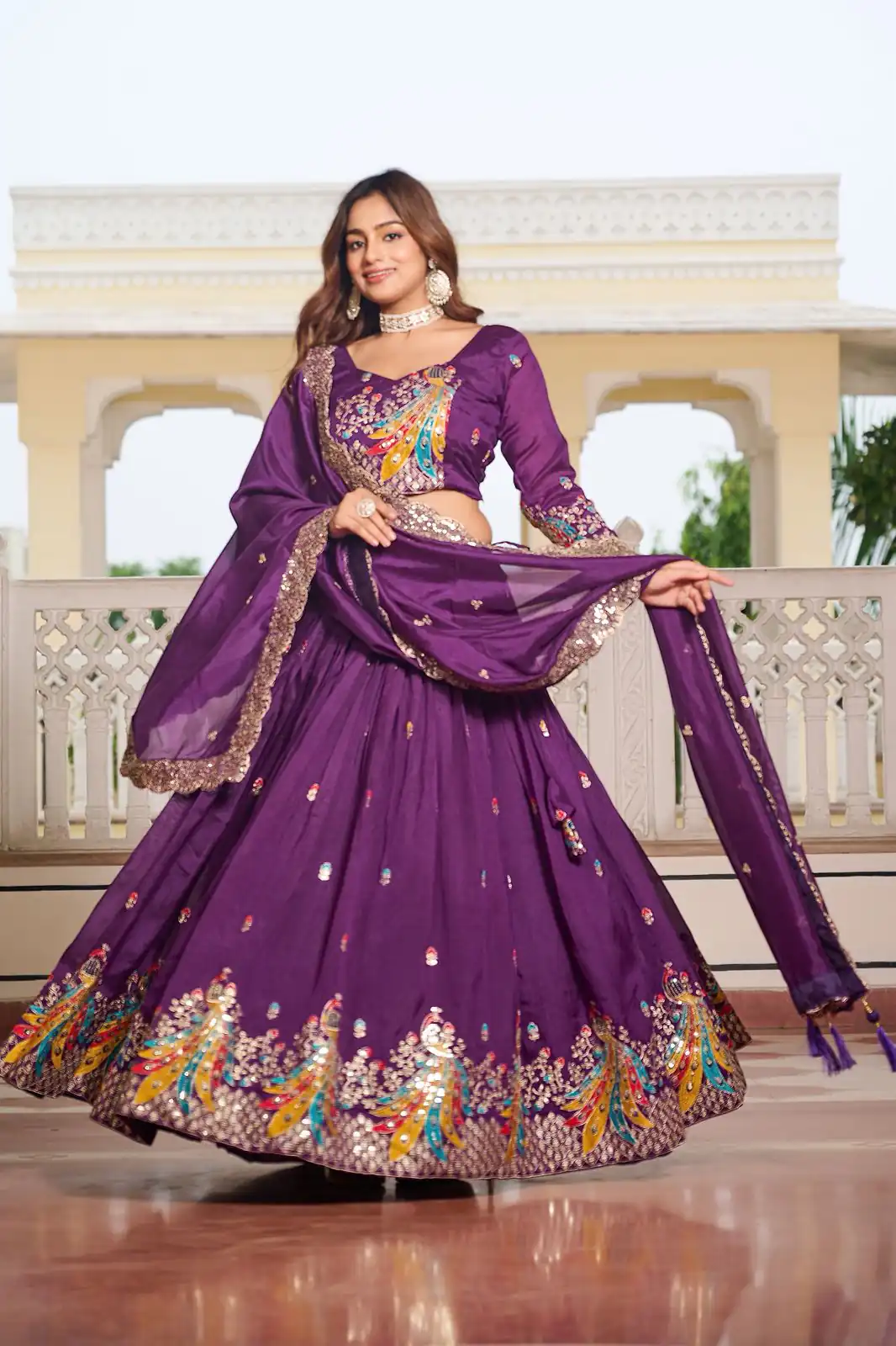 Ram 113 Purple Color Vichitra Lehenga Choli with Embroidery Work. Exclusive Offer ₹3099. Delivery 4-6 Working Days. Shop now. | Bollywood Lehenga, Creative Lehenga, Designer Lehenga, Embroidered Lehenga, Lehenga, Party Wear Lehenga
