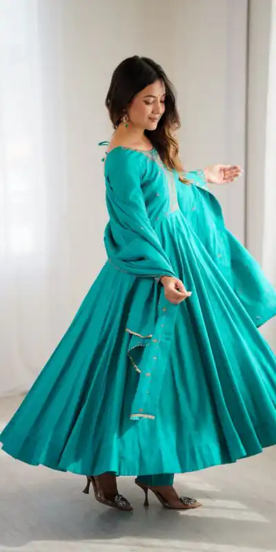 KB 288 Rama in Roman Shimmer Chanderi Silk Embroidery Work & Bead Work Salwar Suit . Grab it for ₹2399. Delivery 4-6 Working Days. Shop now. | Jump Suits, Tops & Bottoms, Track Suits, Trendy Wear, Casual Suits, Creative suits, Designer Suits, Palazzo Suits, Party Wear Suits, Patiala Suits, Salwar suit, Straight Suits