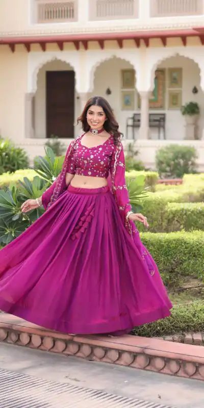 KA 5053 Rani Pink Fendi Silk Lehenga Choli with Sequins Work & Embroidery Work. Exclusive Offer ₹2049. Delivery 4-6 Working Days. Shop now. | Bollywood Lehenga, Creative Lehenga, Designer Lehenga, Embroidered Lehenga, Lehenga, Party Wear Lehenga