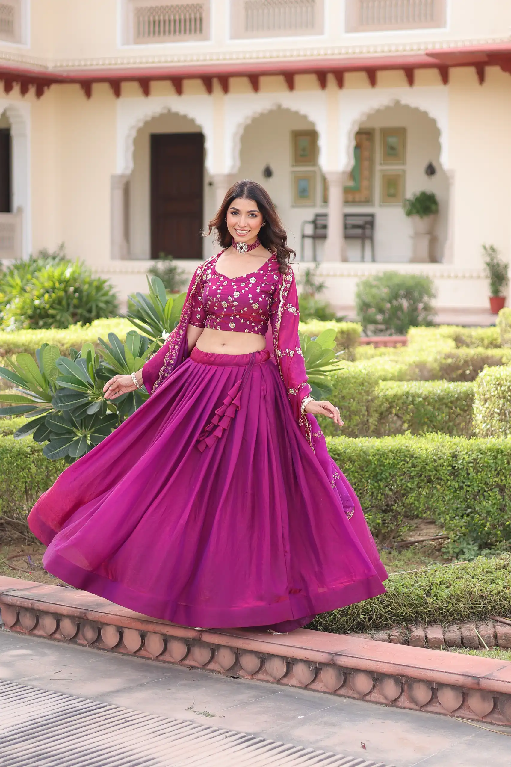 KA 5053 Rani Pink Fendi Silk Lehenga Choli with Sequins Work & Embroidery Work. Exclusive Offer ₹2049. Delivery 4-6 Working Days. Shop now. | Bollywood Lehenga, Creative Lehenga, Designer Lehenga, Embroidered Lehenga, Lehenga, Party Wear Lehenga