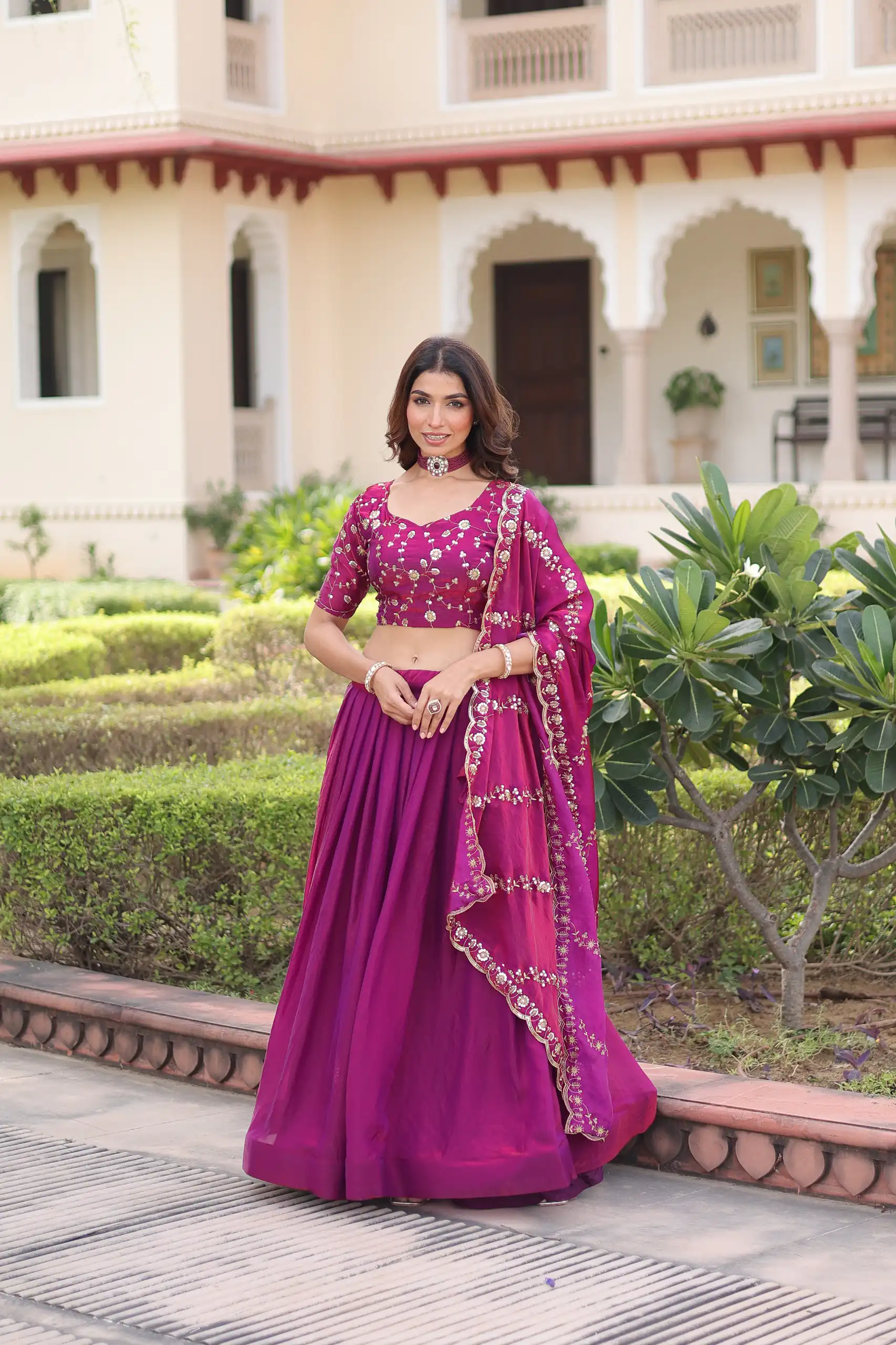 KA 5053 Rani Pink Fendi Silk Lehenga Choli with Sequins Work & Embroidery Work. Exclusive Offer ₹2049. Delivery 4-6 Working Days. Shop now. | Bollywood Lehenga, Creative Lehenga, Designer Lehenga, Embroidered Lehenga, Lehenga, Party Wear Lehenga