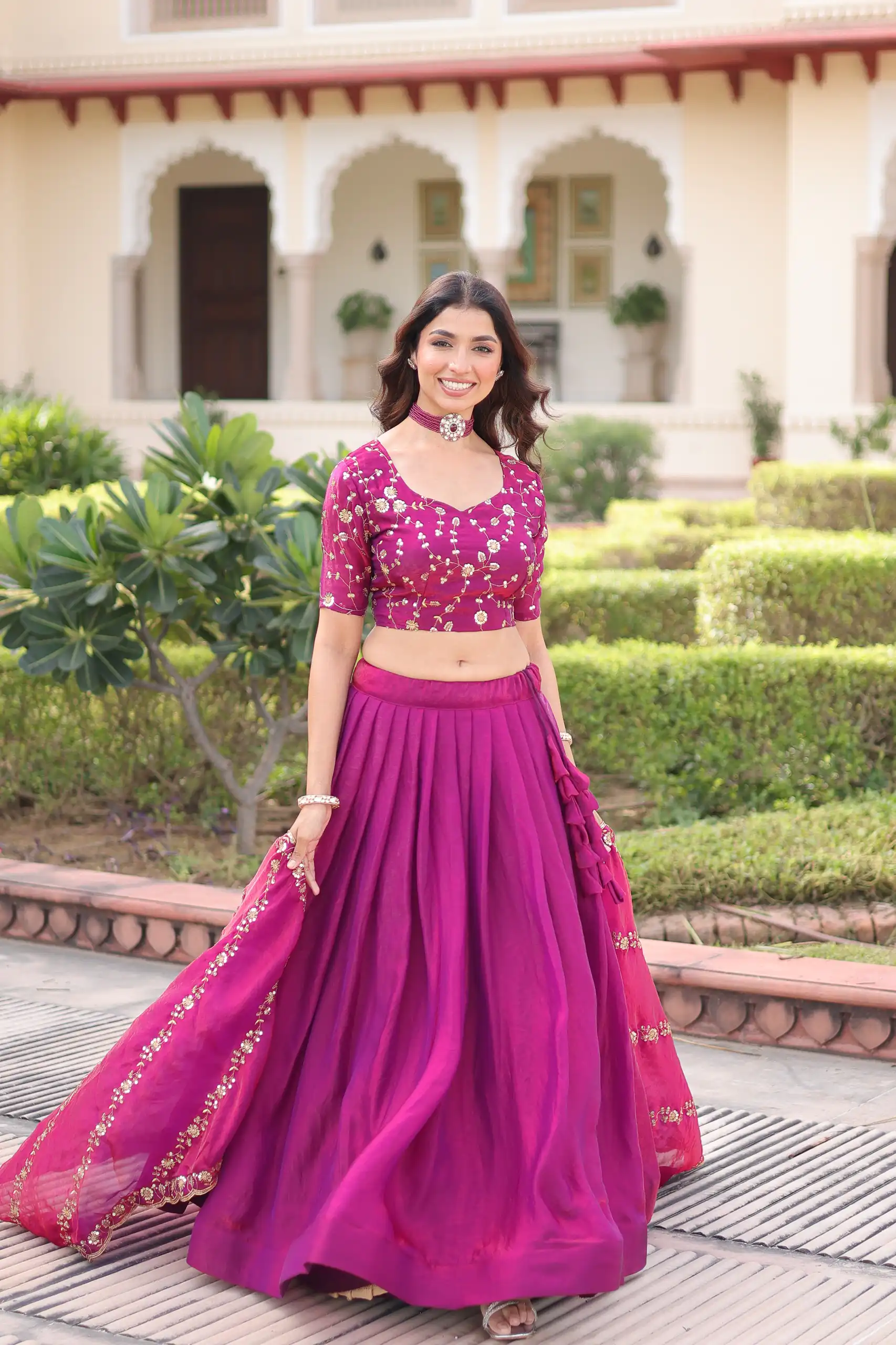 KA 5053 Rani Pink Fendi Silk Lehenga Choli with Sequins Work & Embroidery Work. Exclusive Offer ₹2049. Delivery 4-6 Working Days. Shop now. | Bollywood Lehenga, Creative Lehenga, Designer Lehenga, Embroidered Lehenga, Lehenga, Party Wear Lehenga
