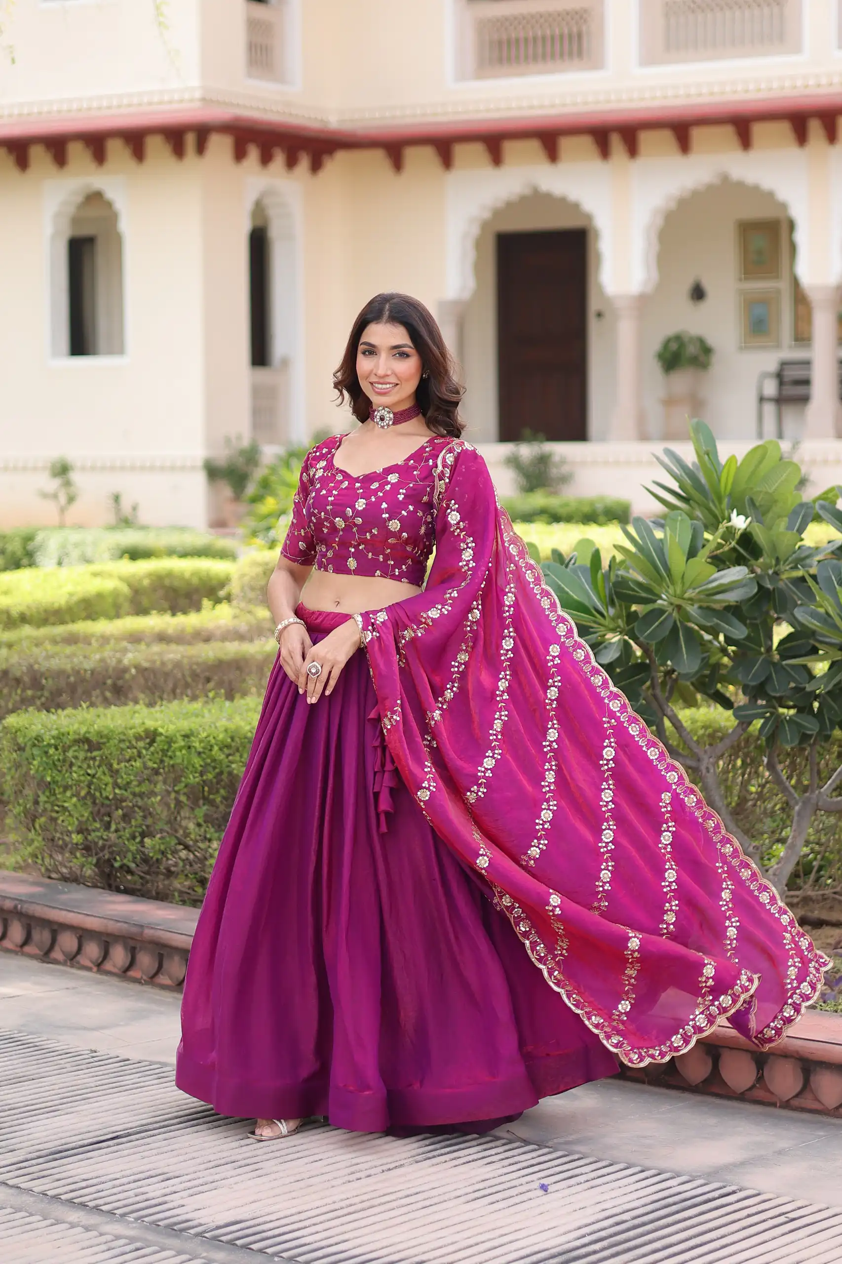 KA 5053 Rani Pink Fendi Silk Lehenga Choli with Sequins Work & Embroidery Work. Exclusive Offer ₹2049. Delivery 4-6 Working Days. Shop now. | Bollywood Lehenga, Creative Lehenga, Designer Lehenga, Embroidered Lehenga, Lehenga, Party Wear Lehenga