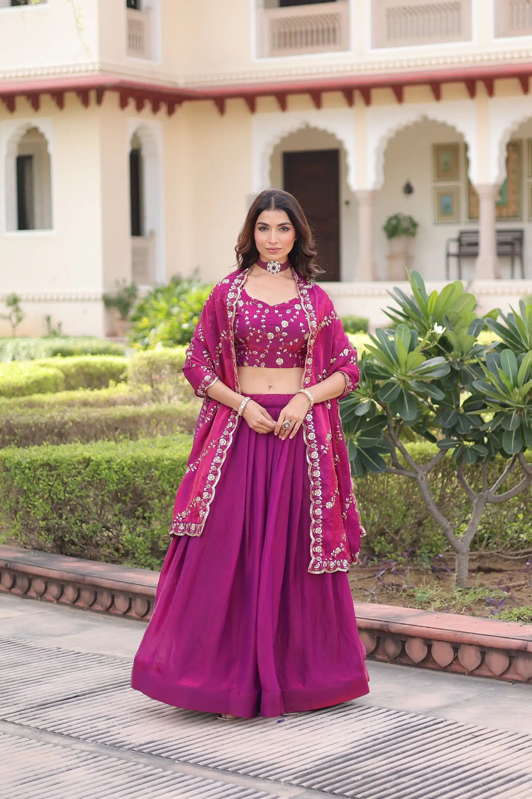 KA 5053 Rani Pink Fendi Silk Lehenga Choli with Sequins Work & Embroidery Work. Exclusive Offer ₹2049. Delivery 4-6 Working Days. Shop now. | Bollywood Lehenga, Creative Lehenga, Designer Lehenga, Embroidered Lehenga, Lehenga, Party Wear Lehenga