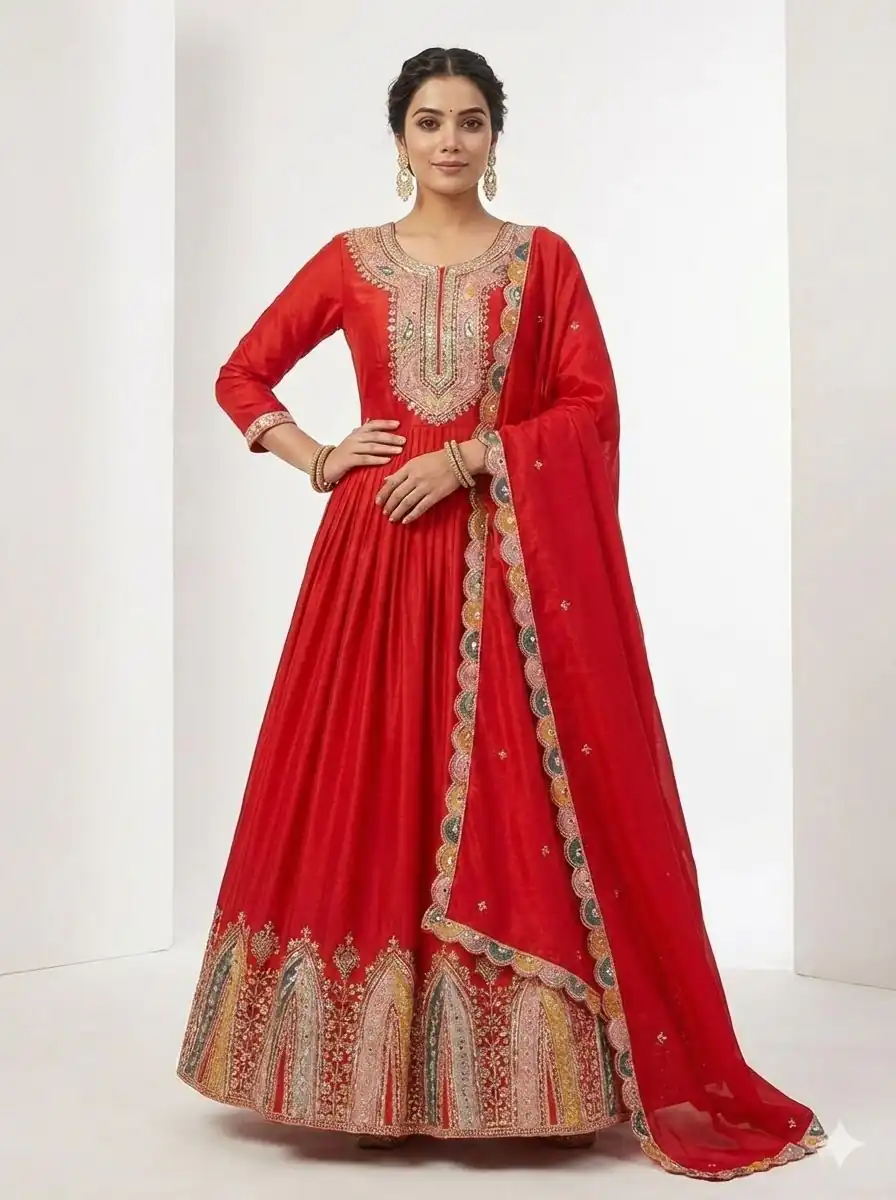 ZF 5002 Red Color Color Chinon Silk Salwar Suit with Embroidery Work. Festive Deal ₹2099. Delivery 4-6 Working Days. Shop now. | Jump Suits, Straight Suits, Tops & Bottoms, Track Suits, Trendy Wear, Casual Suits, Creative suits, Designer Suits, Palazzo Suits, Party Wear Suits, Patiala Suits, Salwar suit