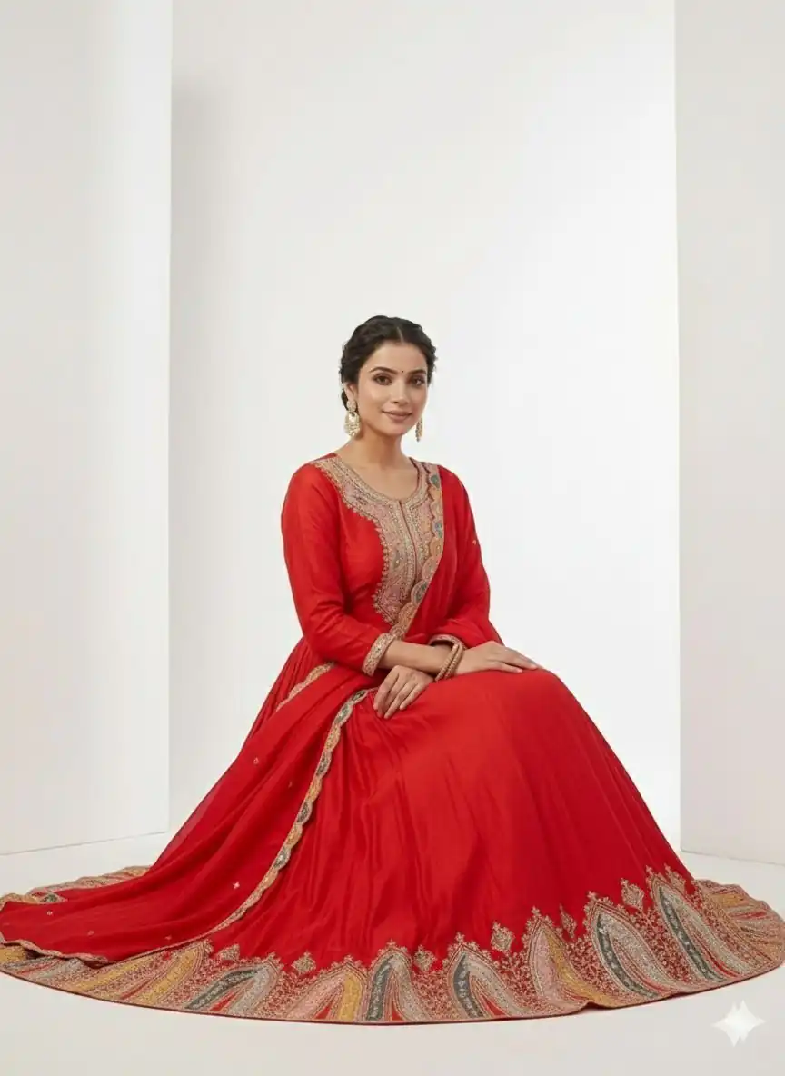 ZF 5002 Red Color Color Chinon Silk Salwar Suit with Embroidery Work. Festive Deal ₹2099. Delivery 4-6 Working Days. Shop now. | Jump Suits, Straight Suits, Tops & Bottoms, Track Suits, Trendy Wear, Casual Suits, Creative suits, Designer Suits, Palazzo Suits, Party Wear Suits, Patiala Suits, Salwar suit