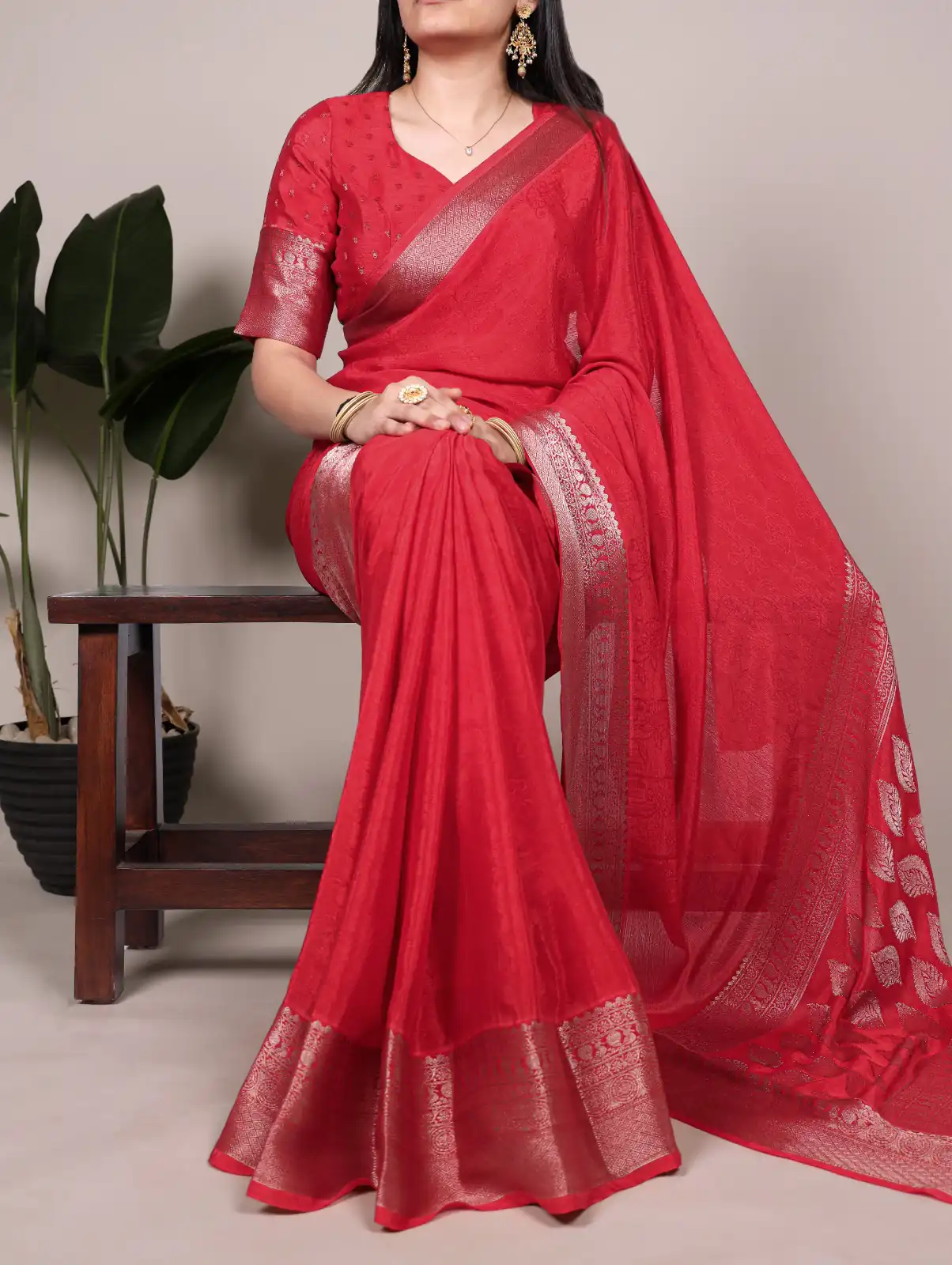 YNF 7916 Red Chinon Saree with Zari Work. Wedding, Party, Festive, Events Festive Deal ₹1699. Delivery 4-6 Working Days. Shop now. | Bollywood Sarees, Creative Sarees, Designer Sarees, Embroidered Sarees, Ethnic Saree, Modern Digital sarees, Party Wear Sarees, Sarees