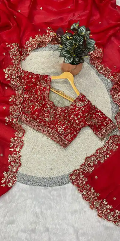 BT 3151 Red Fandy Satin Silk Saree with Sequins Work & Embroidery Work. Get it for ₹1949. Delivery 4-6 Working Days. Shop now. | Bollywood Sarees, Creative Sarees, Designer Sarees, Embroidered Sarees, Ethnic Saree, Modern Digital sarees, Party Wear Sarees, Sarees
