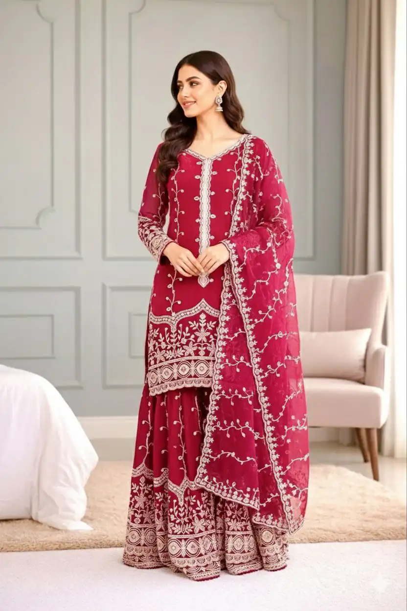 SSR 533 Red Color Fendy Silk Salwar Suit with Embroidery Work. Affordable Price ₹2149. Delivery 4-6 Working Days. Shop now. | Jump Suits, Straight Suits, Casual Suits, Creative suits, Designer Suits, Palazzo Suits, Party Wear Suits, Patiala Suits, Salwar suit