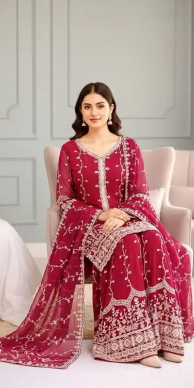 SSR 533 Red Color Fendy Silk Salwar Suit with Embroidery Work. Affordable Price ₹2149. Delivery 4-6 Working Days. Shop now. | Jump Suits, Straight Suits, Casual Suits, Creative suits, Designer Suits, Palazzo Suits, Party Wear Suits, Patiala Suits, Salwar suit