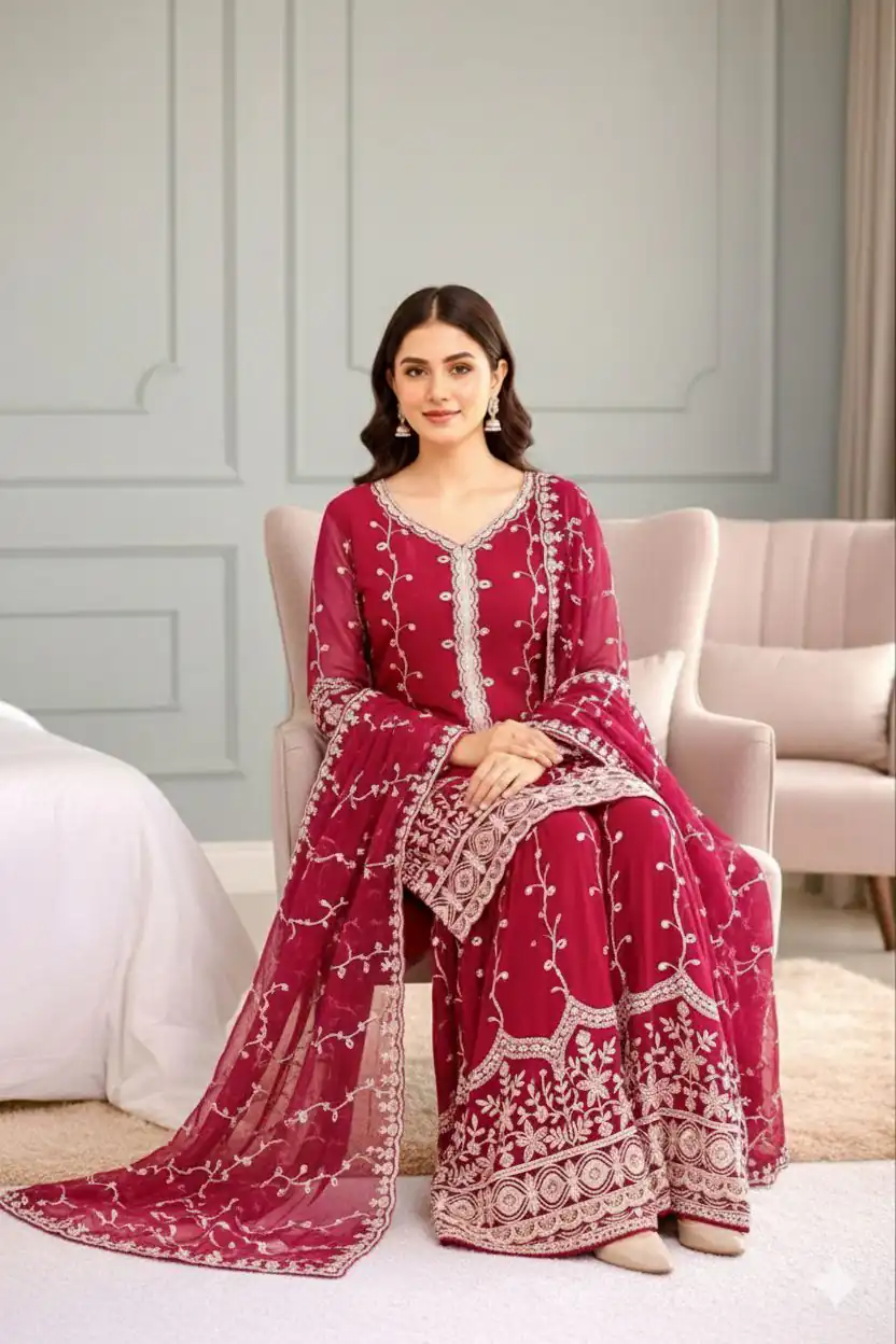 SSR 533 Red Color Fendy Silk Salwar Suit with Embroidery Work. Affordable Price ₹2149. Delivery 4-6 Working Days. Shop now. | Jump Suits, Straight Suits, Casual Suits, Creative suits, Designer Suits, Palazzo Suits, Party Wear Suits, Patiala Suits, Salwar suit