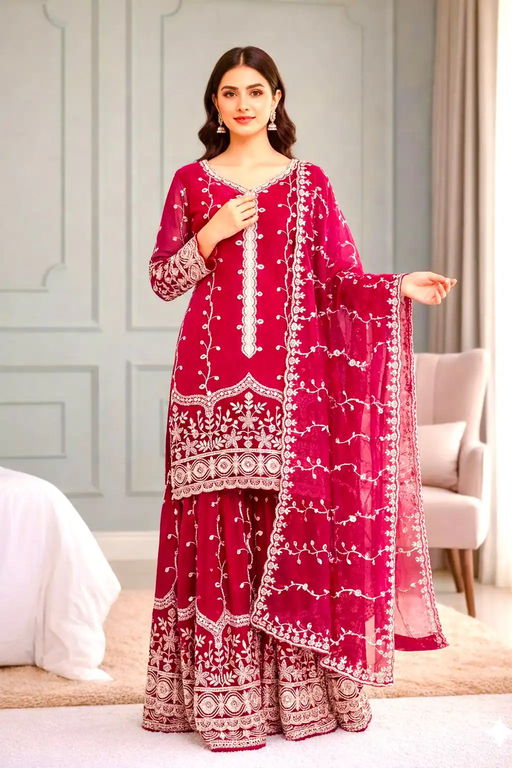 SSR 533 Red Color Fendy Silk Salwar Suit with Embroidery Work. Affordable Price ₹2149. Delivery 4-6 Working Days. Shop now. | Jump Suits, Straight Suits, Casual Suits, Creative suits, Designer Suits, Palazzo Suits, Party Wear Suits, Patiala Suits, Salwar suit