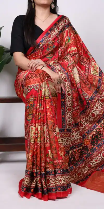 YNF 7801 Red Gaji Silk Saree with Patola Print. Wedding, Party, Festive, Events, Best Price ₹2999. Delivery 4-6 Working Days. Shop now. | Bollywood Sarees, Creative Sarees, Designer Sarees, Embroidered Sarees, Ethnic Saree, Modern Digital sarees, Party Wear Sarees, Sarees