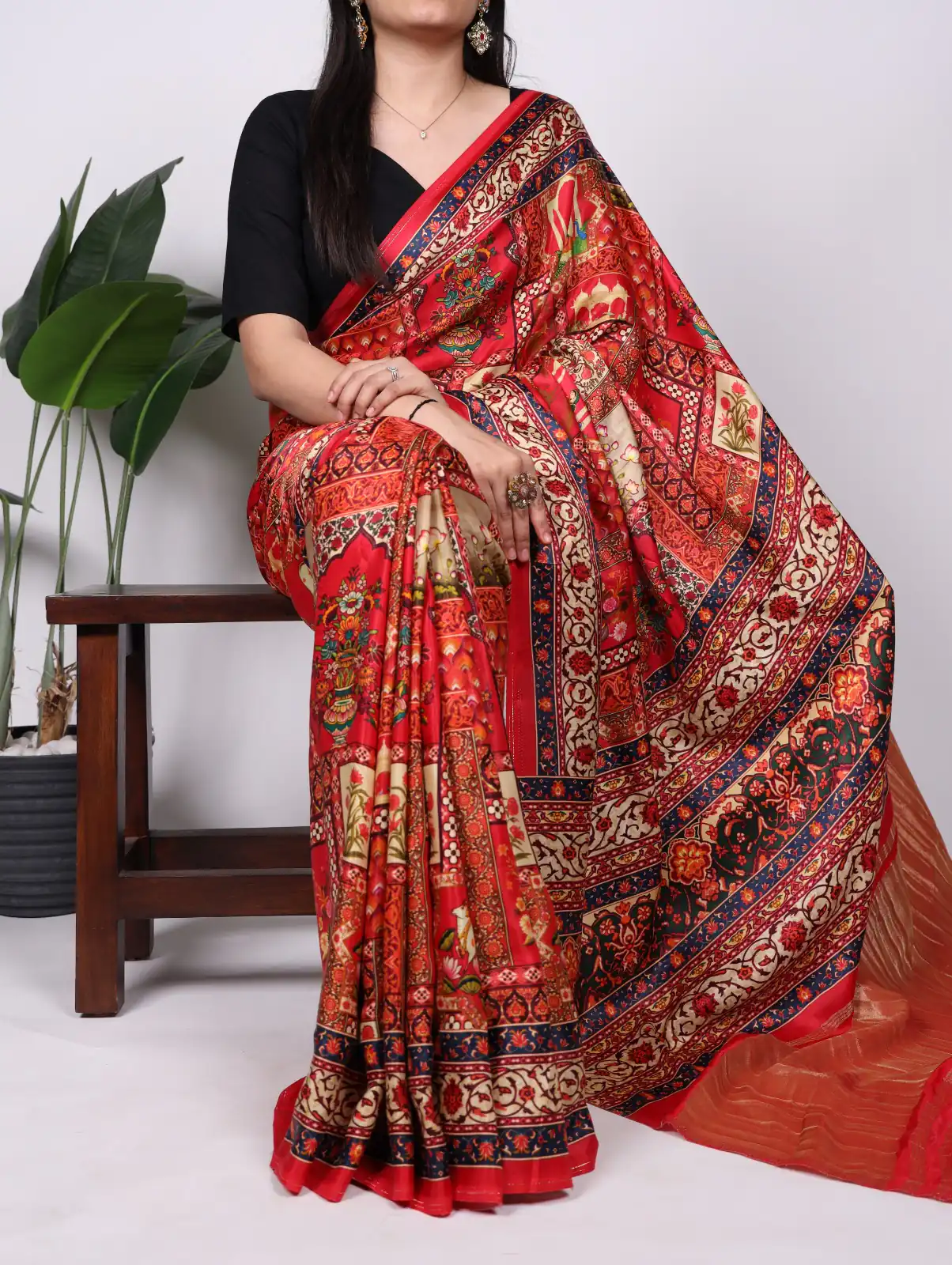 YNF 7801 Red Gaji Silk Saree with Patola Print. Wedding, Party, Festive, Events, Best Price ₹2999. Delivery 4-6 Working Days. Shop now. | Bollywood Sarees, Creative Sarees, Designer Sarees, Embroidered Sarees, Ethnic Saree, Modern Digital sarees, Party Wear Sarees, Sarees