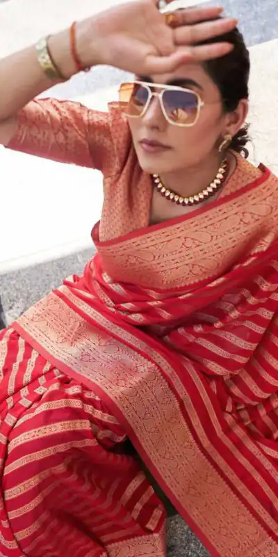 KPR 232 Red Soft Lichi Silk Saree Perfect for Wedding, Party, Anniversary, Sangeet, Baby Shower – . Now at just ₹1399. Delivery 4-6 Working Days. Shop n | Bollywood Sarees, Creative Sarees, Designer Sarees, Embroidered Sarees, Ethnic Saree, Modern Digital sarees, Party Wear Sarees, Sarees
