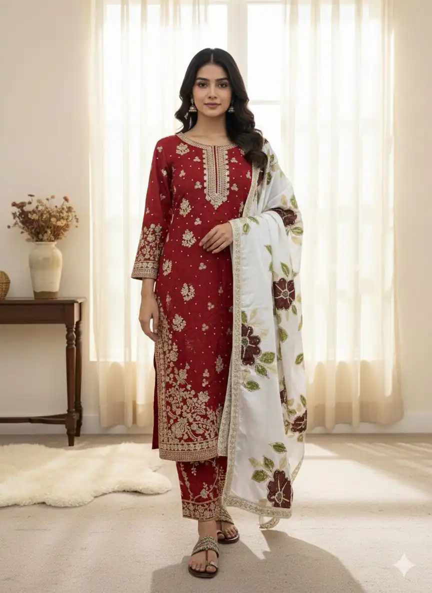 SRK 5315 Red Organza SILK Salwar Suit Perfect for Wedding, Party, Lohri, Ethnic Day, Eid – . Affordable Price ₹2499. Delivery 4-6 Working Days. | Jump Suits, Tops & Bottoms, Track Suits, Trendy Wear, Casual Suits, Creative suits, Designer Suits, Palazzo Suits, Party Wear Suits, Patiala Suits, Salwar suit, Straight Suits