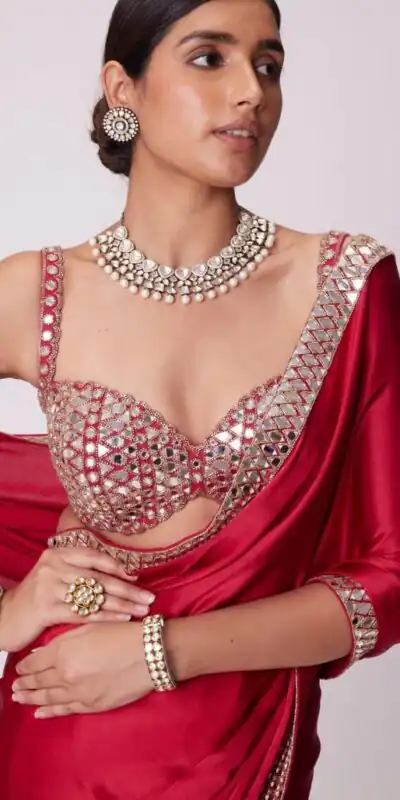 JR 637 Red Rangoli Silk Saree with Mirror Work & Embroidery Work. Exclusive Offer ₹1799. Delivery 4-6 Working Days. Shop now. | Bollywood Sarees, Creative Sarees, Designer Sarees, Embroidered Sarees, Ethnic Saree, Modern Digital sarees, Party Wear Sarees, Sarees