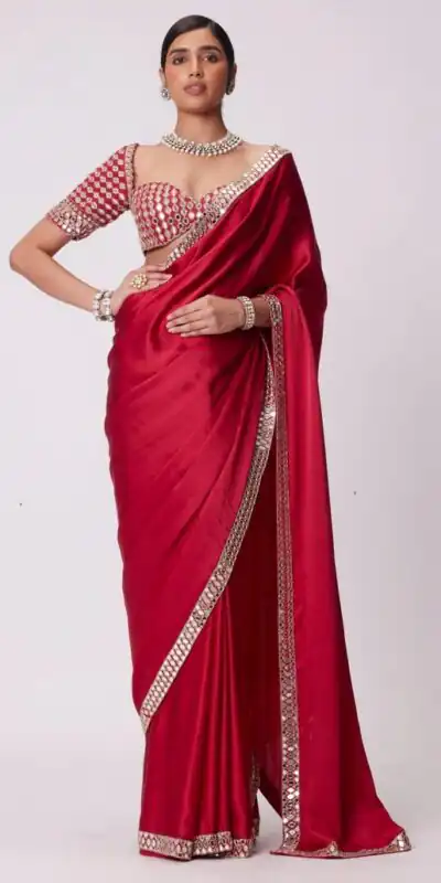 JR 637 Red Rangoli Silk Saree with Mirror Work & Embroidery Work. Exclusive Offer ₹1799. Delivery 4-6 Working Days. Shop now. | Bollywood Sarees, Creative Sarees, Designer Sarees, Embroidered Sarees, Ethnic Saree, Modern Digital sarees, Party Wear Sarees, Sarees