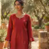 INLI Charmi vol 2 Red in Rayon Chikan Work Designer Work Kurti . Affordable Price ₹1349. Delivery 4-6 Working Days. Shop now. | Bollywood Kurti, Creative Kurtis, Designer Kurti, Kurti, Party Wear Kurti, Selfie Kurti