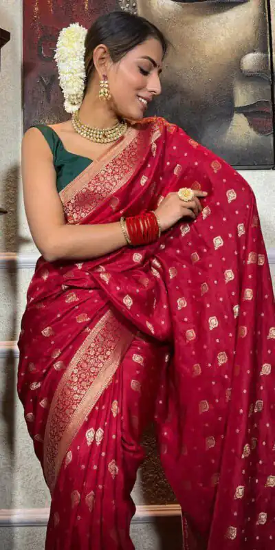 KPR 210 Red Soft Lichi Silk Saree with Lace Work & Lace Border. Special Price ₹1399. Delivery 4-6 Working Days. Shop now. | Bollywood Sarees, Creative Sarees, Designer Sarees, Embroidered Sarees, Ethnic Saree, Modern Digital sarees, Party Wear Sarees, Sarees