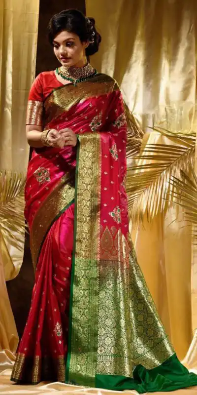 KPR 227 Red in Color Soft Lichi Silk. Lace Border & Lace Work Saree Grab it for ₹1399. Delivery 4-6 Working Days. Shop now. | Bollywood Sarees, Creative Sarees, Designer Sarees, Embroidered Sarees, Ethnic Saree, Modern Digital sarees, Party Wear Sarees, Sarees