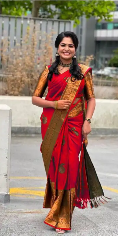 KPR 145 Red Soft Lichi Silk Jacquard Work All Over Saree for Wedding, Party, Family Gatherings,, Pongal Introductory Price ₹1299. Delivery 4-6 Worki | Bollywood Sarees, Creative Sarees, Designer Sarees, Embroidered Sarees, Ethnic Saree, Modern Digital sarees, Party Wear Sarees, Sarees