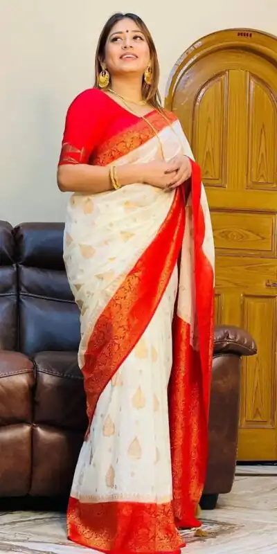 KPR 126 Red in Red Soft Lichi Silk Designer Work Saree . Wedding, Party, Festive, Events, Affordable Price ₹1499. Delivery 4-6 Working Days. Shop now. | Bollywood Sarees, Creative Sarees, Designer Sarees, Embroidered Sarees, Ethnic Saree, Modern Digital sarees, Party Wear Sarees, Sarees