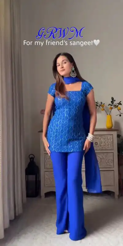 KD 1543 Royal Blue Faux Georgette Salwar Suit with Designer Work. Introductory Price ₹1949. Delivery 4-6 Working Days. Shop now. | Jump Suits, Straight Suits, Tops & Bottoms, Track Suits, Trendy Wear, Casual Suits, Creative suits, Designer Suits, Palazzo Suits, Party Wear Suits, Patiala Suits, Salwar suit