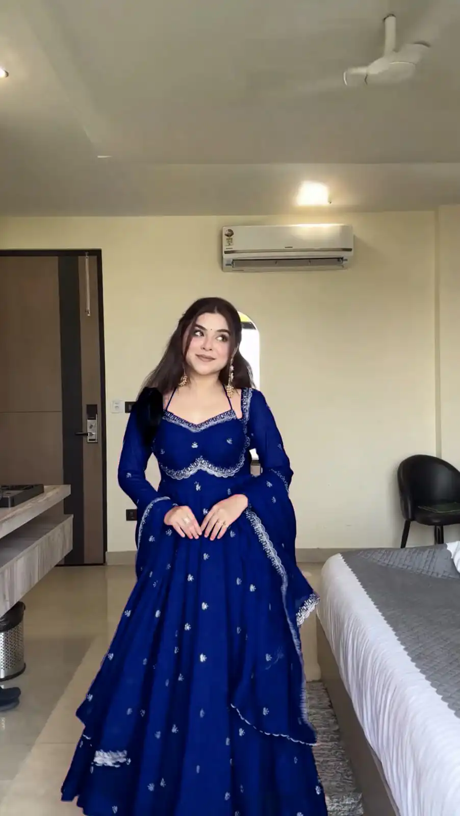RTC 5924 Royal Blue Georgette Thread With Sequence Gown Perfect for Wedding, Party, Reception, Holi, . Available at ₹1999 only. Delivery 4-6 Working Days. | Bollywood Gowns, Creative Gowns, Designer Gowns, Embroidered Gowns, Gowns, Party Wear Gowns