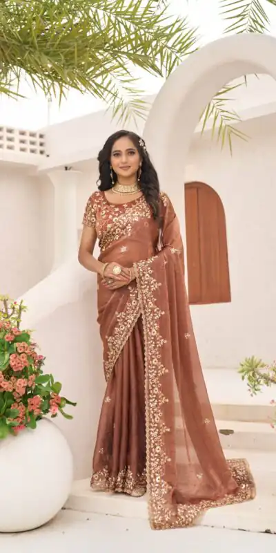 JR 645 Rust Fandy chiffon Saree Perfect for Wedding, Party, Housewarming, Durga Puja, Traditional Day – . Special Price ₹1949. Delivery 4-6 Working Day | Bollywood Sarees, Creative Sarees, Designer Sarees, Embroidered Sarees, Ethnic Saree, Modern Digital sarees, Party Wear Sarees, Sarees