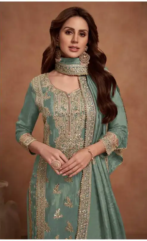 FC 1125 Sea Green Vichitra Salwar Suit with Embroidery Work & Lace Work. Available at ₹3049 only. Delivery 4-6 Working Days. Shop now. | Jump Suits, Straight Suits, Tops & Bottoms, Track Suits, Trendy Wear, Casual Suits, Creative suits, Designer Suits, Palazzo Suits, Party Wear Suits, Patiala Suits, Salwar suit