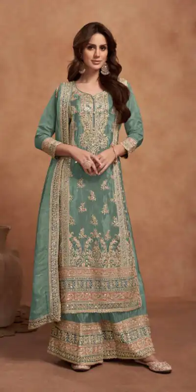 FC 1125 Sea Green Vichitra Salwar Suit with Embroidery Work & Lace Work. Available at ₹3049 only. Delivery 4-6 Working Days. Shop now. | Jump Suits, Straight Suits, Tops & Bottoms, Track Suits, Trendy Wear, Casual Suits, Creative suits, Designer Suits, Palazzo Suits, Party Wear Suits, Patiala Suits, Salwar suit