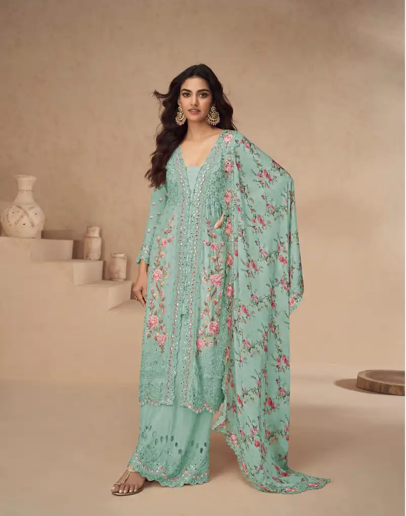 FC 10154 Sea Green Color Vichitra Salwar Suit with Embroidery Work. Special Price ₹3349. Delivery 4-6 Working Days. Shop now. | Jump Suits, Straight Suits, Tops & Bottoms, Track Suits, Trendy Wear, Casual Suits, Creative suits, Designer Suits, Palazzo Suits, Party Wear Suits, Patiala Suits, Salwar suit