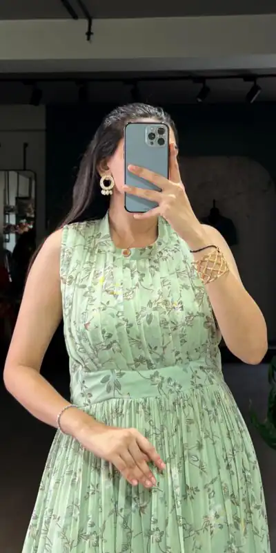 YNF 5200 Sea Green Color Weightless Marbal Gown with Designer Work. Available at ₹1649 only. Delivery 4-6 Working Days. Shop now. | Bollywood Gowns, Creative Gowns, Designer Gowns, Embroidered Gowns, Gowns, Party Wear Gowns