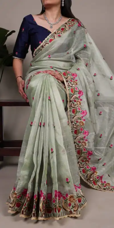 YNF 7400 Sea Green Zari Kota Tissue Saree Perfect for Wedding, Party, Mehendi, Housewarming, Haldi – . Special Price ₹3299. Delivery 4-6 Working Days. | Bollywood Sarees, Creative Sarees, Designer Sarees, Embroidered Sarees, Ethnic Saree, Modern Digital sarees, Party Wear Sarees, Sarees