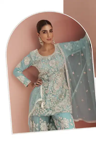 FC 10088 Sky Blue in Color Heavy Net Embroidery Work Salwar Suit . Introductory Price ₹3599. Delivery 4-6 Working Days. Shop now. | Jump Suits, Straight Suits, Tops & Bottoms, Track Suits, Trendy Wear, Casual Suits, Creative suits, Designer Suits, Palazzo Suits, Party Wear Suits, Patiala Suits, Salwar suit
