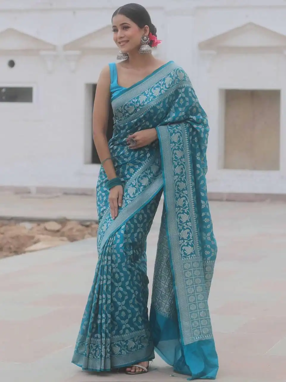 KPR 277 Sky Blue in Soft Lichi Silk Lace Border & Lace Work Saree . Available at ₹1299 only. Delivery 4-6 Working Days. Shop now. | Bollywood Sarees, Creative Sarees, Designer Sarees, Embroidered Sarees, Ethnic Saree, Modern Digital sarees, Party Wear Sarees, Sarees