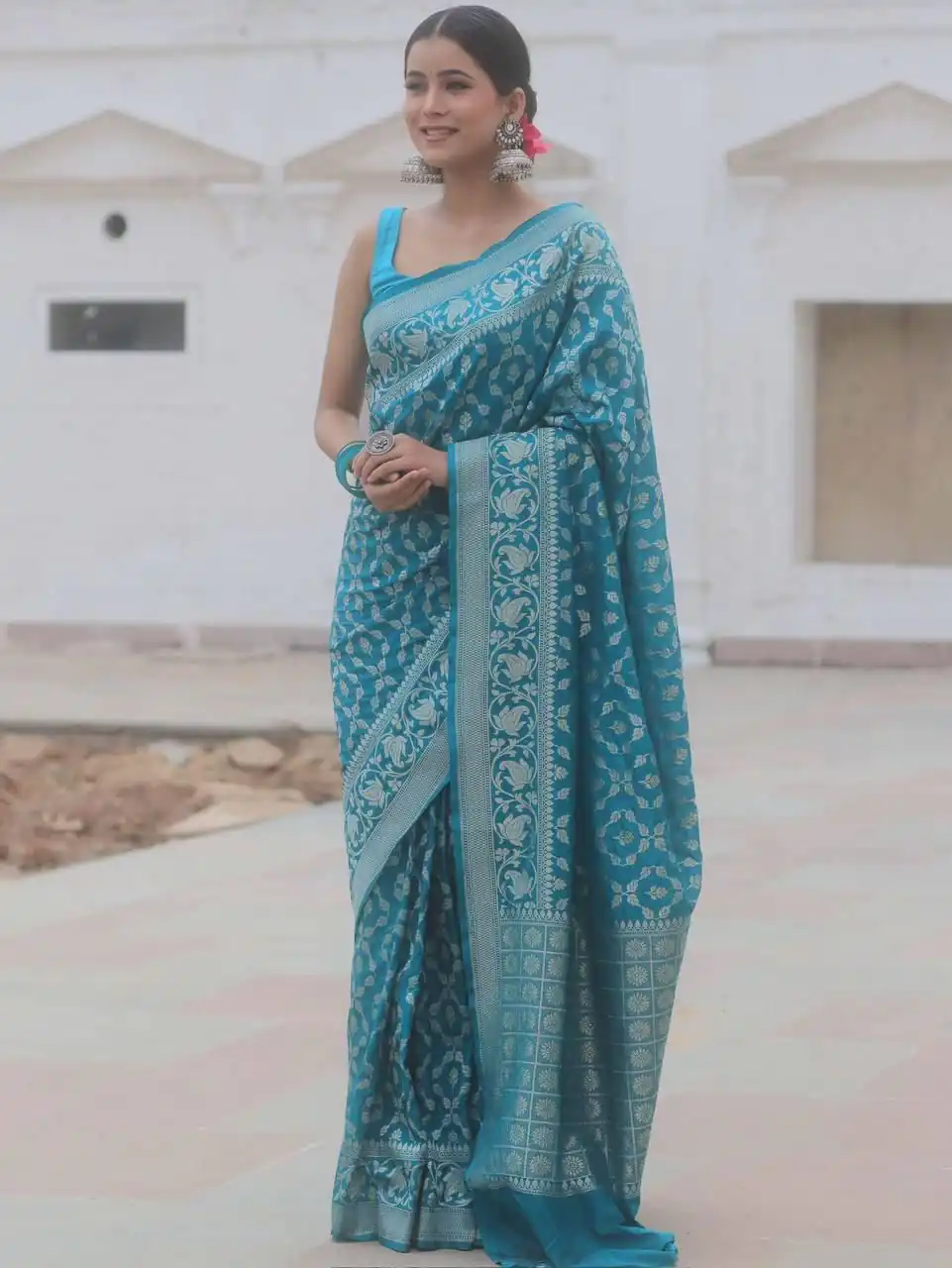 KPR 277 Sky Blue in Soft Lichi Silk Lace Border & Lace Work Saree . Available at ₹1299 only. Delivery 4-6 Working Days. Shop now. | Bollywood Sarees, Creative Sarees, Designer Sarees, Embroidered Sarees, Ethnic Saree, Modern Digital sarees, Party Wear Sarees, Sarees