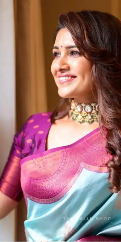 KPR 133 Sky Blue Color Soft Lichi Silk Saree with Designer Work. Exclusive Offer ₹1399. Delivery 4-6 Working Days. Shop now. | Bollywood Sarees, Creative Sarees, Designer Sarees, Embroidered Sarees, Ethnic Saree, Modern Digital sarees, Party Wear Sarees, Sarees