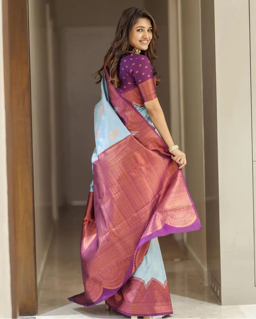 KPR 133 Sky Blue Color Soft Lichi Silk Saree with Designer Work. Exclusive Offer ₹1399. Delivery 4-6 Working Days. Shop now. | Bollywood Sarees, Creative Sarees, Designer Sarees, Embroidered Sarees, Ethnic Saree, Modern Digital sarees, Party Wear Sarees, Sarees