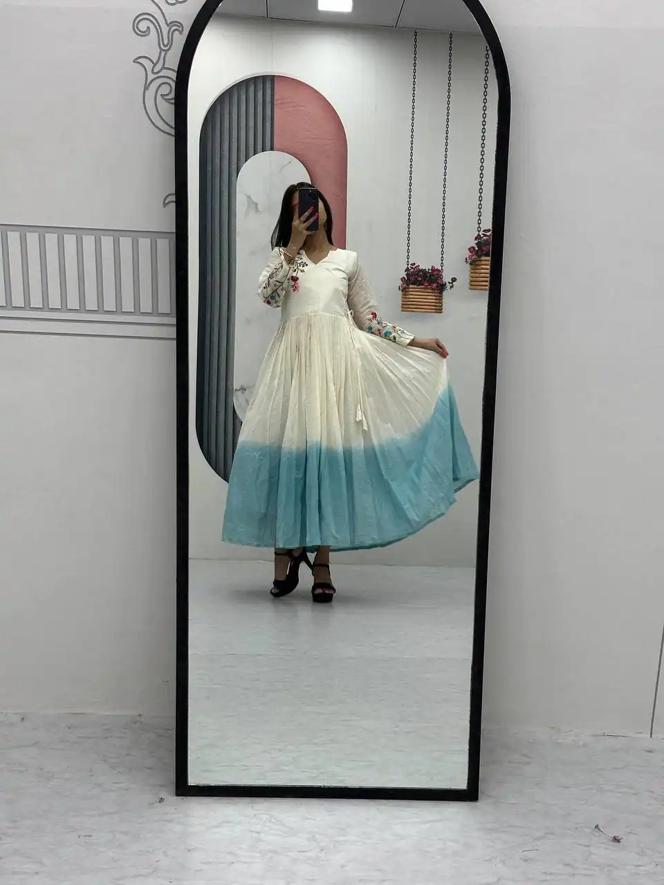 PC 526 Sky Blue Soft Cotton Gown with Embroidery Work. Wedding, Party, Festive, Events, Best Price ₹1749. Delivery 4-6 Working Days. Shop now. | Bollywood Gowns, Creative Gowns, Designer Gowns, Embroidered Gowns, Gowns, Party Wear Gowns