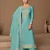 FC 9522 Sky Blue Vichitra Salwar Suitwith Embroidery Work & Stone Work. Exclusive Offer ₹2499. Delivery 4-6 Working Days. Shop now. | Designer Suits, Jump Suits, Tops & Bottoms, Track Suits, Trendy Wear, Casual Suits, Creative suits, Palazzo Suits, Party Wear Suits, Patiala Suits, Salwar suit, Straight Suits