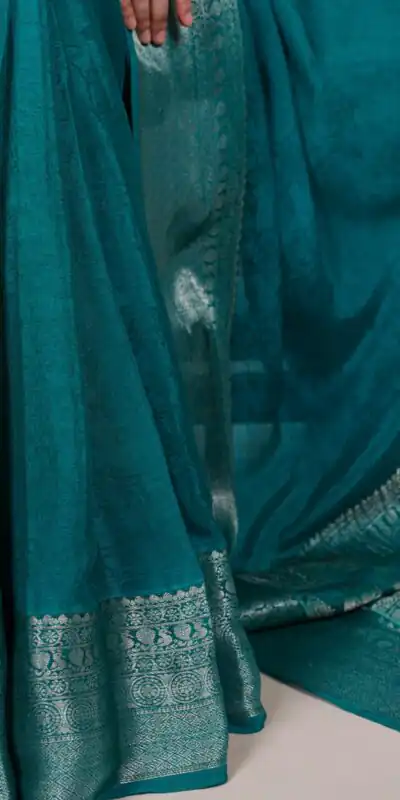 YNF 7916 Teal Chinon Saree with Zari Work. Wedding, Party, Festive, Events Festive Deal ₹1699. Delivery 4-6 Working Days. Shop now. | Bollywood Sarees, Creative Sarees, Designer Sarees, Embroidered Sarees, Ethnic Saree, Modern Digital sarees, Party Wear Sarees, Sarees