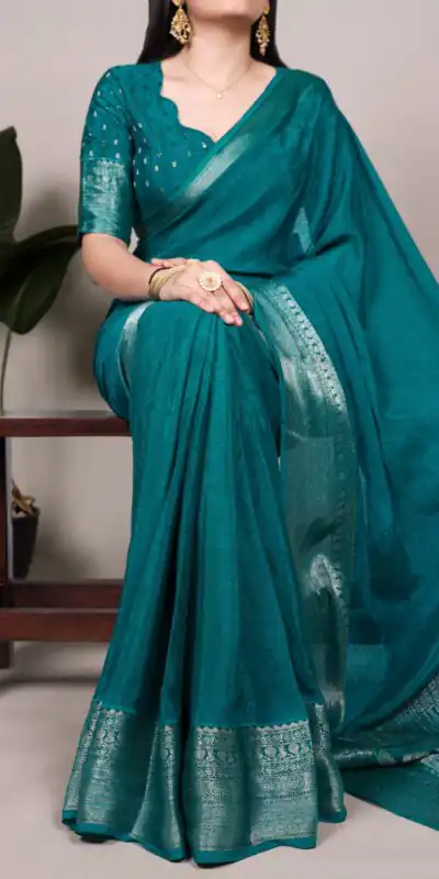 YNF 7916 Teal Chinon Saree with Zari Work. Wedding, Party, Festive, Events Festive Deal ₹1699. Delivery 4-6 Working Days. Shop now. | Bollywood Sarees, Creative Sarees, Designer Sarees, Embroidered Sarees, Ethnic Saree, Modern Digital sarees, Party Wear Sarees, Sarees