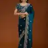 E BT 438 Teal in Fandy Satin Silk mbroidery Work & Zari Work Saree. Special Price ₹1949. Delivery 4-6 Working Days. Shop now. | Bollywood Sarees, Creative Sarees, Designer Sarees, Embroidered Sarees, Ethnic Saree, Modern Digital sarees, Party Wear Sarees, Sarees