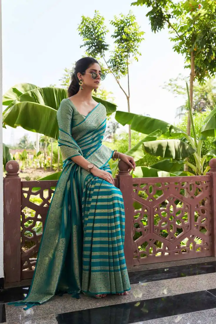 KPR 232 Teal Soft Lichi Silk Saree Perfect for Wedding, Party, Anniversary, Sangeet, Baby Shower – . Now at just ₹1399. Delivery 4-6 Working Days. Shop n | Bollywood Sarees, Creative Sarees, Designer Sarees, Embroidered Sarees, Ethnic Saree, Modern Digital sarees, Party Wear Sarees, Sarees