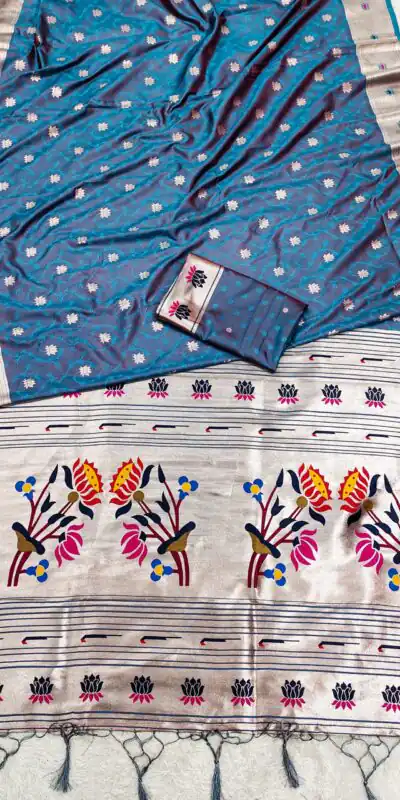 MB 2 Teal Color Paithani Silk Saree with Lace Work & Zari Work. Introductory Price ₹2049. Delivery 4-6 Working Days. Shop now. | Bollywood Sarees, Creative Sarees, Designer Sarees, Embroidered Sarees, Ethnic Saree, Modern Digital sarees, Party Wear Sarees, Sarees