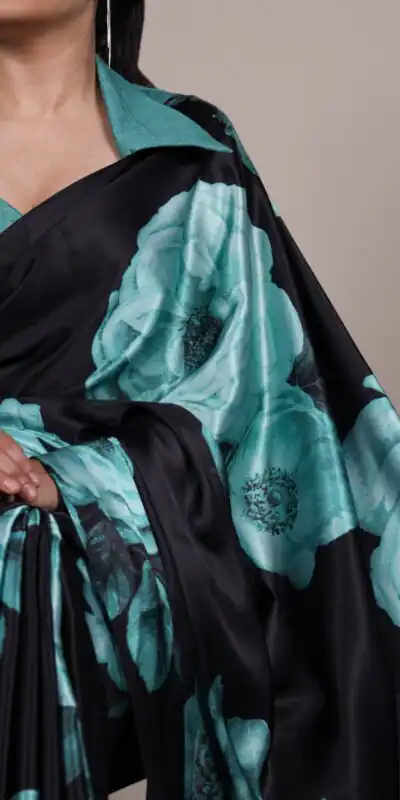 YNF 7027 Teal Satin Silk Saree Perfect for Wedding, Party, Sangeet, Makar Sankranti, Reception – . Special Price ₹1549. Delivery 4-6 Working Days | Bollywood Sarees, Creative Sarees, Designer Sarees, Embroidered Sarees, Ethnic Saree, Modern Digital sarees, Party Wear Sarees, Sarees