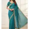 JR 659 Teal in Color Star Georgette Embroidery Work Saree . Available at ₹1799 only. Delivery 4-6 Working Days. Shop now. | Bollywood Sarees, Creative Sarees, Designer Sarees, Embroidered Sarees, Ethnic Saree, Modern Digital sarees, Party Wear Sarees, Sarees